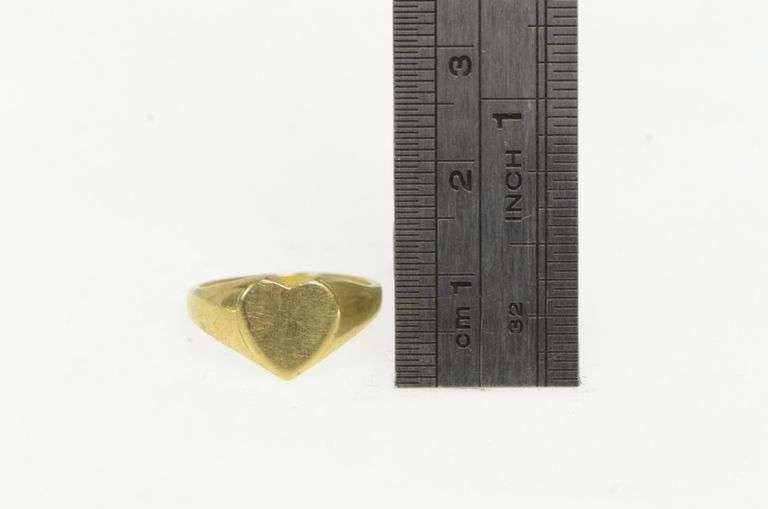 10K Yellow Gold Heart Retro Ornate Engravable Love Symbol Ring