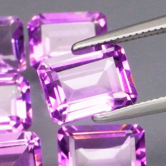 Bright 8.55ct 8x6mm real Bolivian Amethyst set