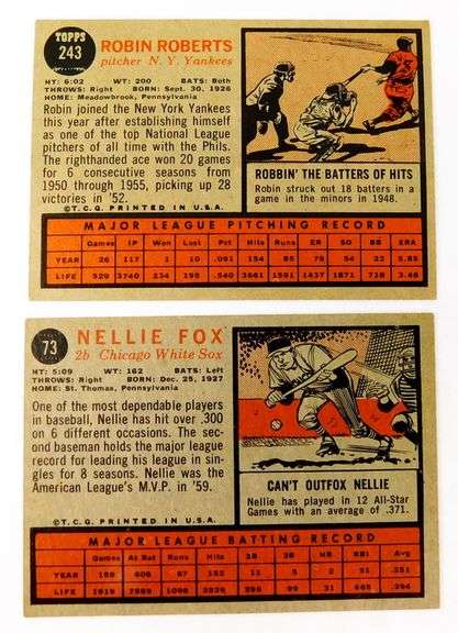 2 Topps 1962 Baseball Cards