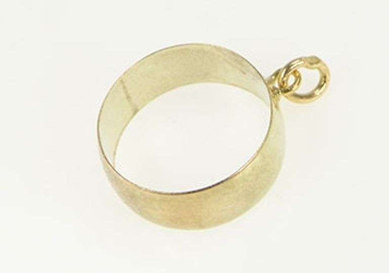 10K Yellow Gold Victorian Child's Baby Band Wedding Ring Charm/Pendant