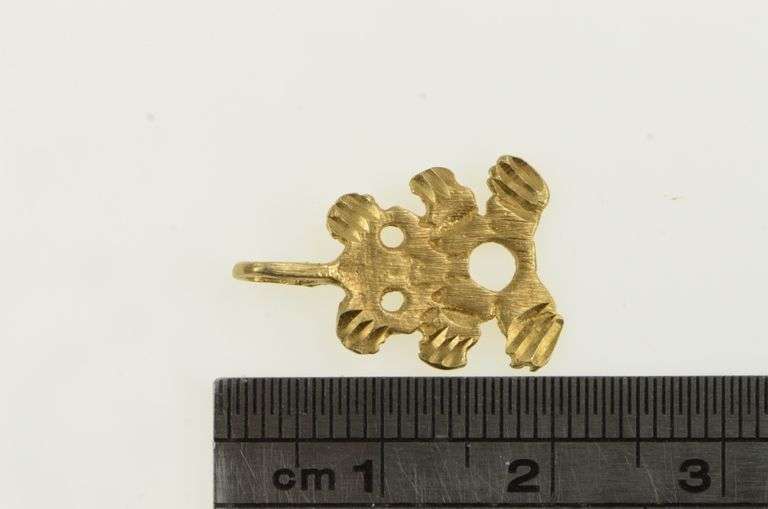 14K Yellow Gold Diamond Cut Teddy Bear Stuffed Animal Charm/Pendant