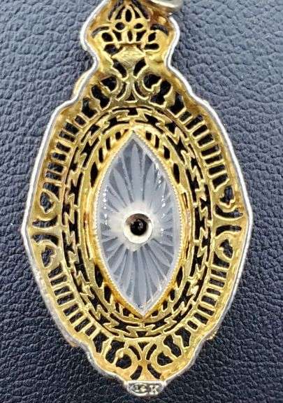 Ladies Solid 14 Kt Gold Vintage Diamond Pendant