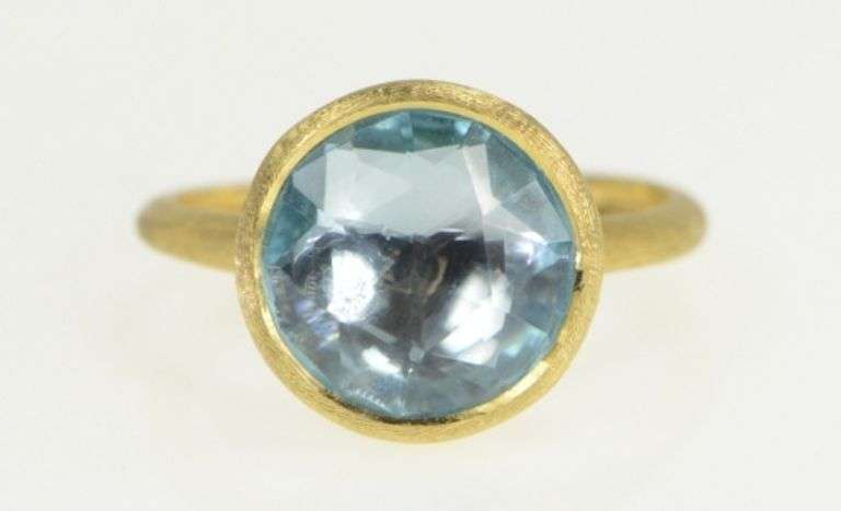 18K Yellow Gold Marco Bicego Jaipur Blue Topaz Stackable Ring