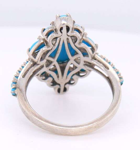 Vintage 925Sterling Silver Turquoise Cluster Ring