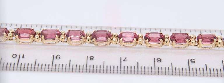 Pleasing Yellow Gold Oval Tourmaline Tennis Bracelet