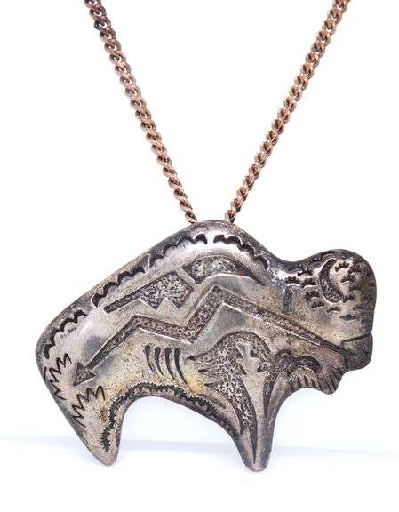 Vintage Sterling Silver Native American Bear Pendant and Chain