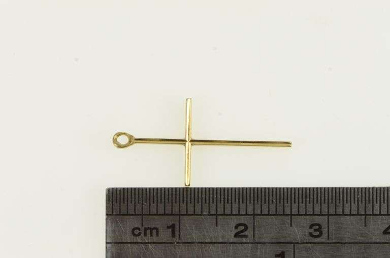 14K Yellow Gold Squared Vintage Cross Christian Faith Charm/Pendant