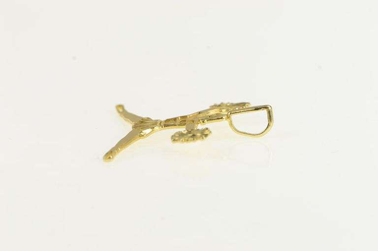 14K Yellow Gold Ornate Retro Cheerleader Cheer Spirit Charm/Pendant