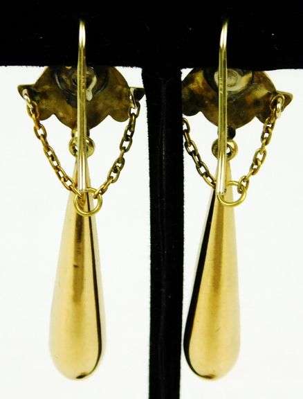 Exquisite Victorian 14K Gold Long Drop Earrings
