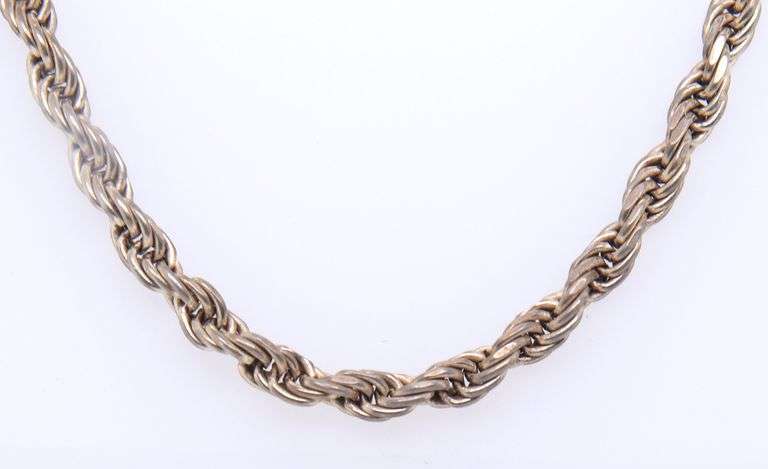 Vintage Sterling Silver Rope Chain Necklace