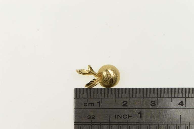 14K Yellow Gold Apple Peach Diamond Cut Fruit Cute Charm/Pendant
