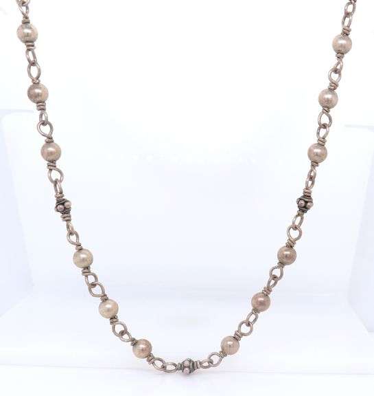 Vintage Sterling Silver Beaded Necklace