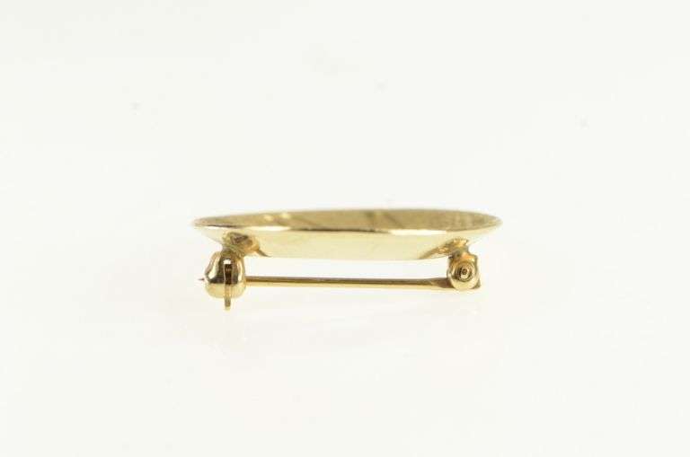 14K Yellow Gold Diamond Cut Vintage Textured Circle Concave Pin/Brooch