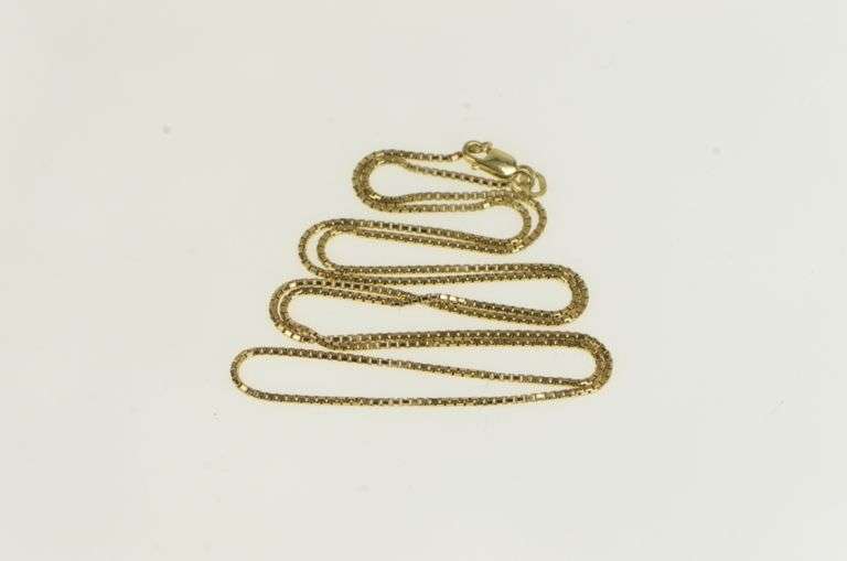14K Yellow Gold 1.2mm Box Link Square Classic Chain Necklace