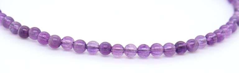 Amethyst Bead Anklet with Yellow Gold