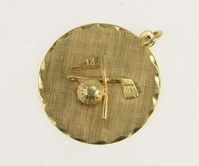 14K Yellow Gold Golf Motif Ball Golfer Vintage Sport Charm/Pendant