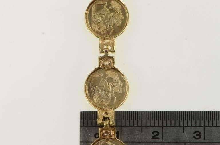 14K Yellow Gold Queen Elizabeth 1988 Tribute Coin Chain Bracelet