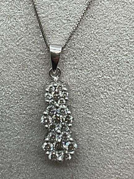 CERTIFIED 14K WHITE GOLD AND DIAMOND CHAIN AND PENDANT