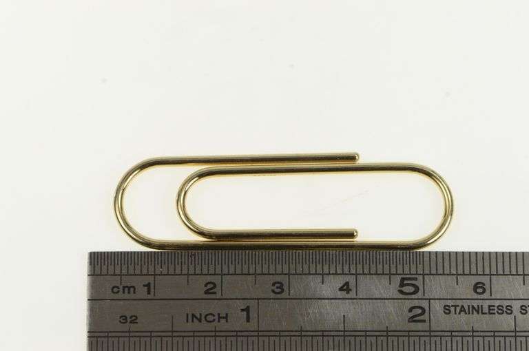 14K Yellow Gold Classic Paper Clip Vintage Stationary Pendant/Pin