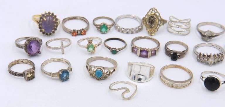 Big Group Lot of Vintage 925 Sterling Silver Rings