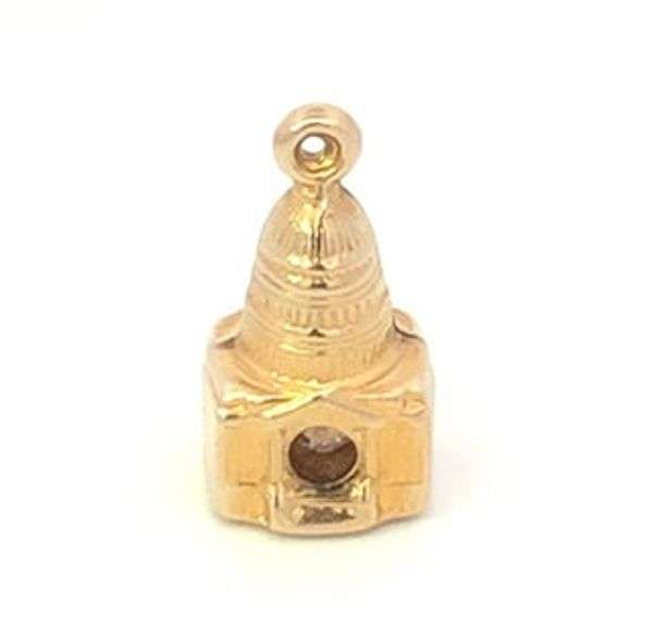 14K Yellow Gold Capitol Building Souvenir Washington DC Charm/Pendant