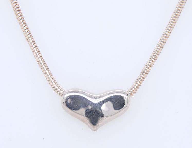 925 Sterling Silver Heart Shaped Pendant on Popcorn Chain