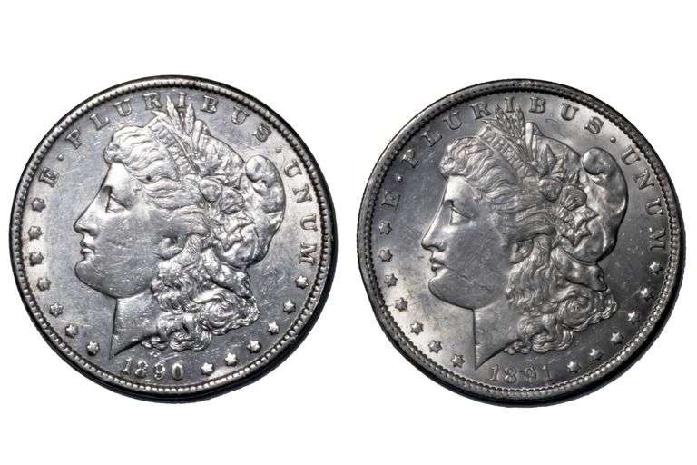 1890 & 91  Slider Morgan Silver Dollars From a Near Complete Set of Morgans