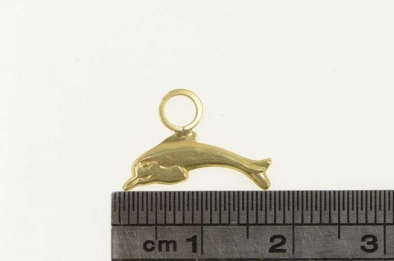 14K Yellow Gold Dolphin Jumping Vintage Ocean Animal Charm/Pendant