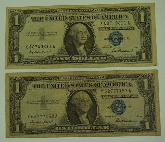 1957 $1 Silver Certificate Blue Seal US Currency Note
