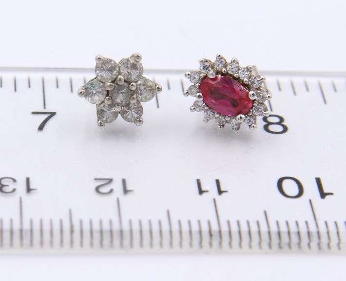 Vintage 925 Sterling Silver Lot of Cubic Zirconia Stud Earrings