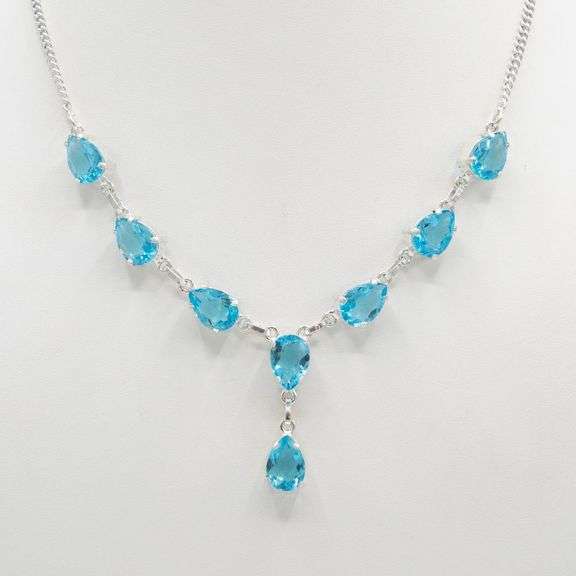 Breathtaking 54.5 Ct Swiss Blue Topaz Necklace