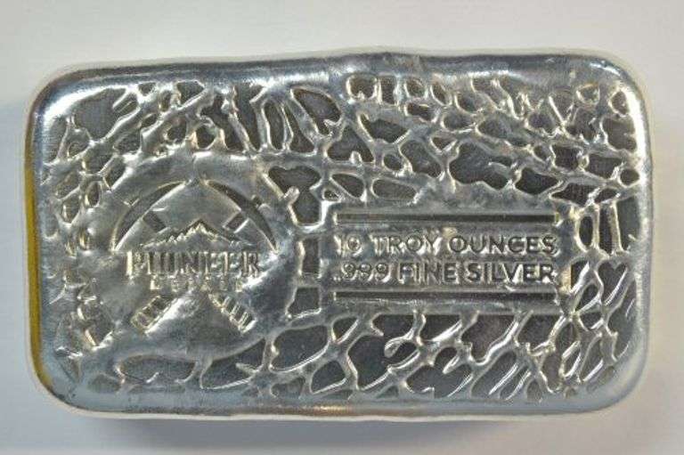Beautiful poured pure .999 fine silver 10 Troy Oz. Pioneer Bar