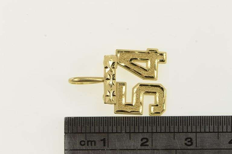 14K Yellow Gold 54 Diamond Cut Number Jersey Sports Charm/Pendant