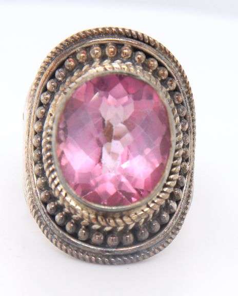 Vintage Sterling Silver Pink Spinel Ring