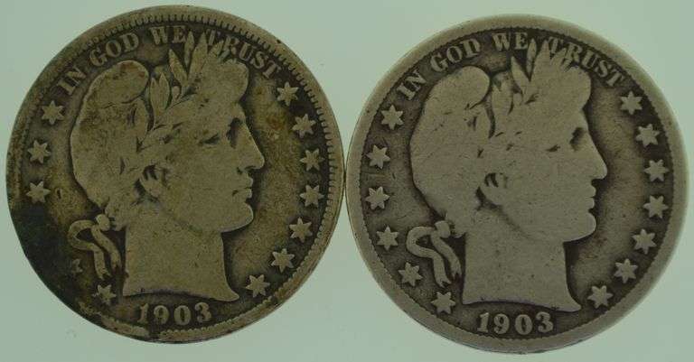 Two(2) 1903 Barber Half Dollar