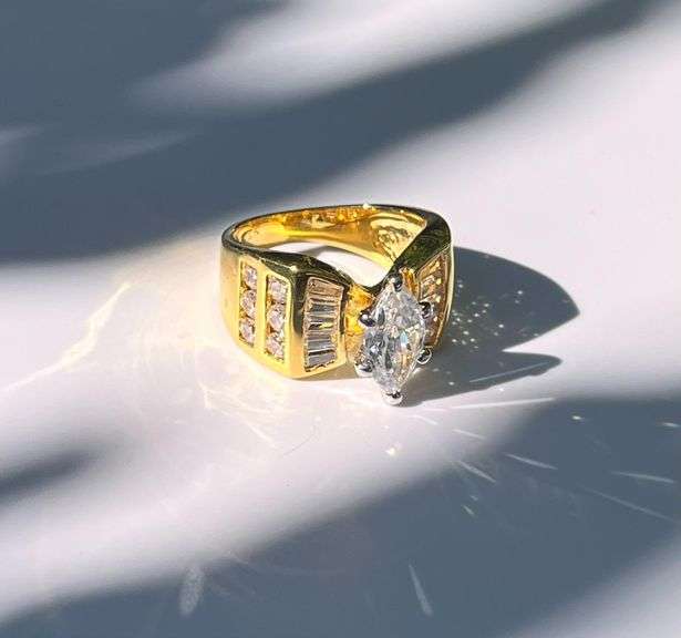 Dazzling 14 Kt Gold Plated Simulated Diamond Ring