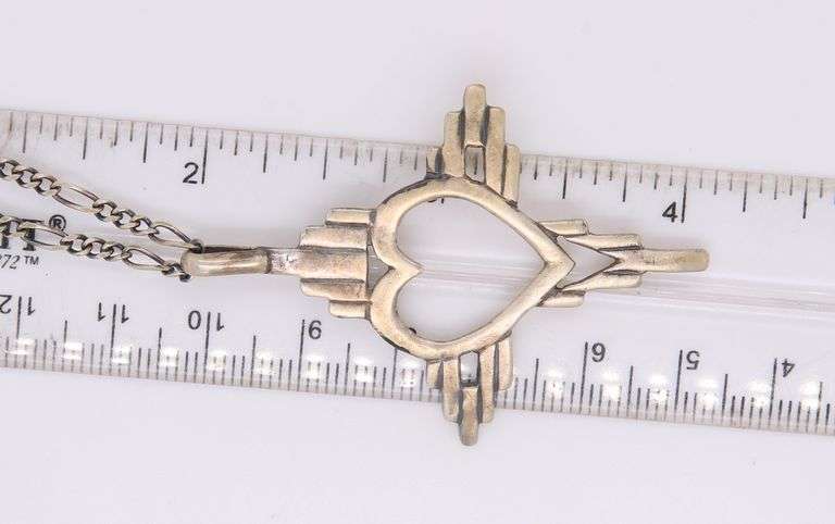 Vintage Cross Heart Shaped Pendant on Chain