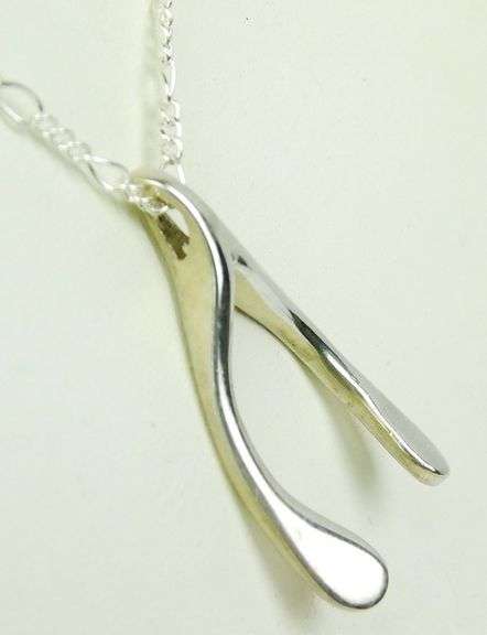 Signed Sterling Silver Wishbone Necklace