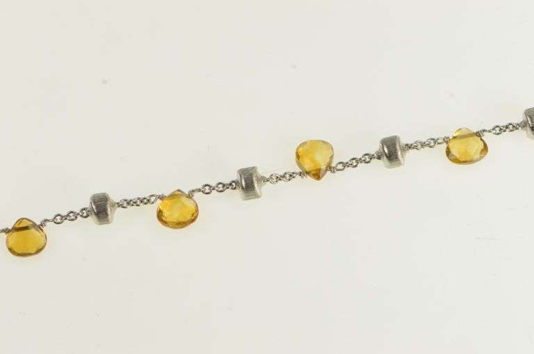18K White Gold Marco Bicego Paradise Citrine Chain Designer Bracelet
