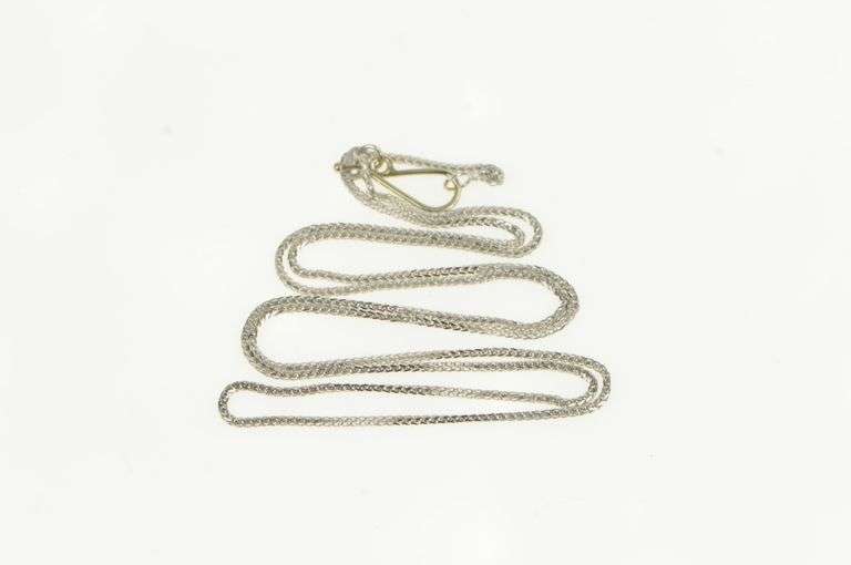 14K White Gold 0.7mm Squared Wheat Foxtail Link Chain Necklace