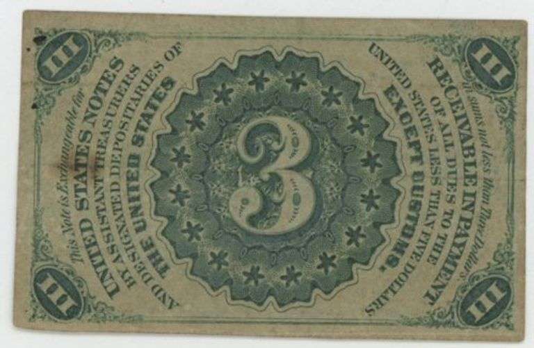 Choice scarce 3rd Issue 3 Cent Fractional Currency Note (Fr-12270
