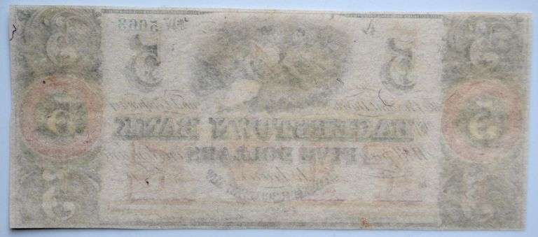 $5 Hagerstown Bank Md 1850 60 s Note