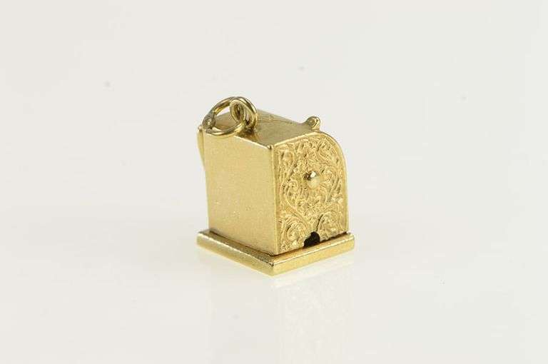 14K Yellow Gold Articulated Slot Machine Gambling Casino Charm/Pendant