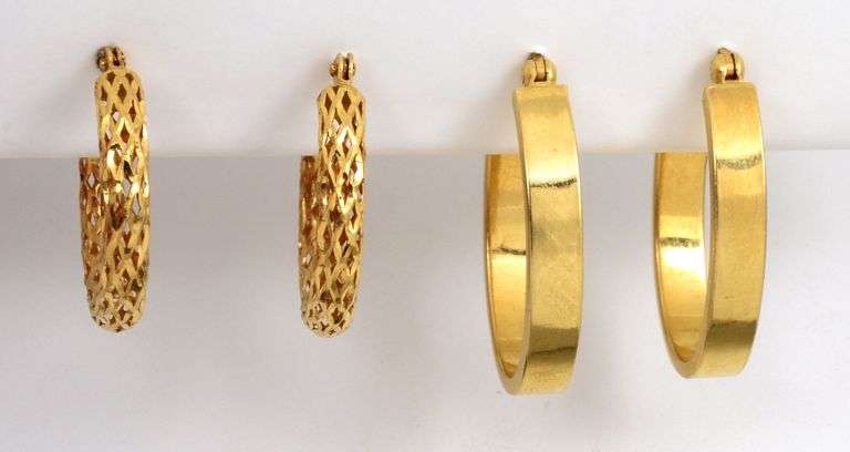 2 Pairs Small 14k Hoop Earrings