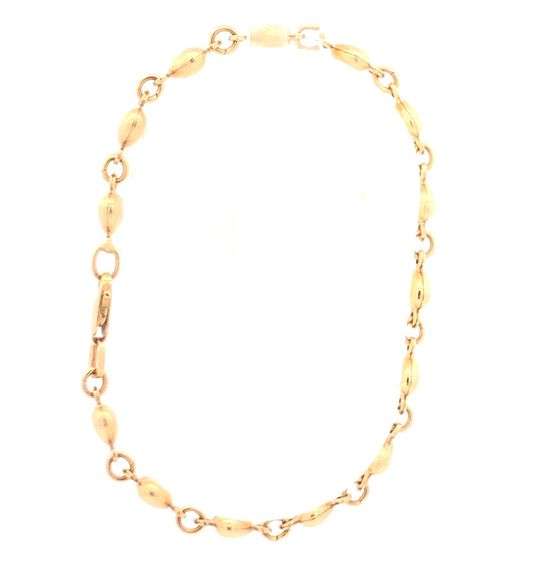 14K Yellow Gold Puffy Heart Forget Me Not Love Chain Bracelet