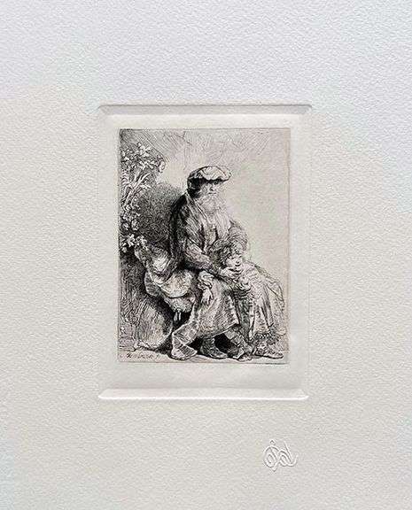 Rare Collectible Etching by Rembrandt, Jacob Caressing Benjamin