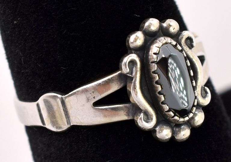 Black Gemstone Ring In Sterling Silver
