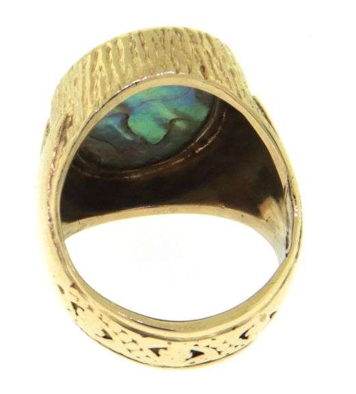Fantastic Yellow Gold Abalone Men's Ring