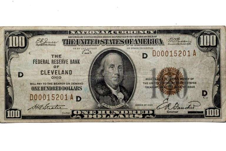 $100 Cleveland 1929 Series National Note
