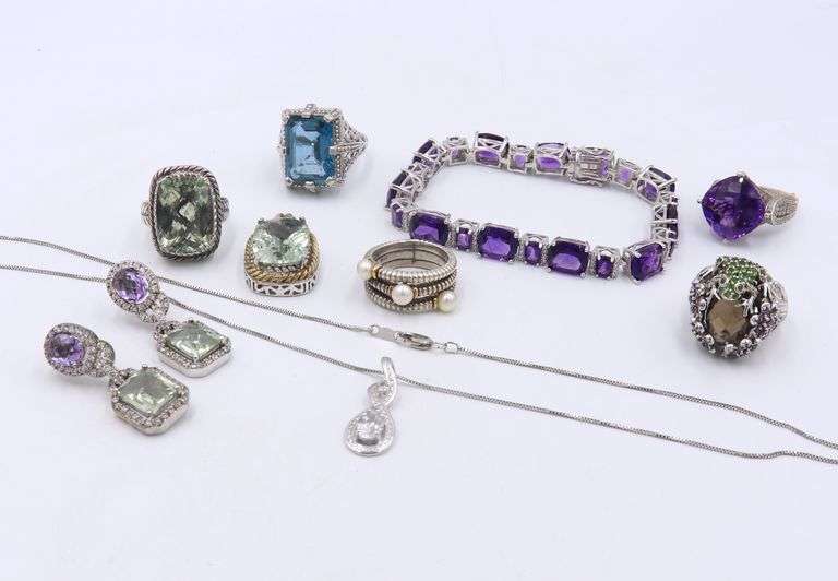 Group Lot of 925 Sterling Silver Gemstone Jewelry